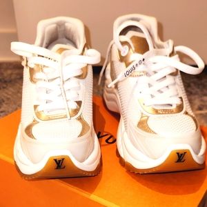 Louis Vuitton White and Gold Sneakers